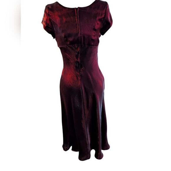 Vintage 90s Elegant Burgundy Embroidered Satin Dress‎ Vamp - Picture 6 of 11